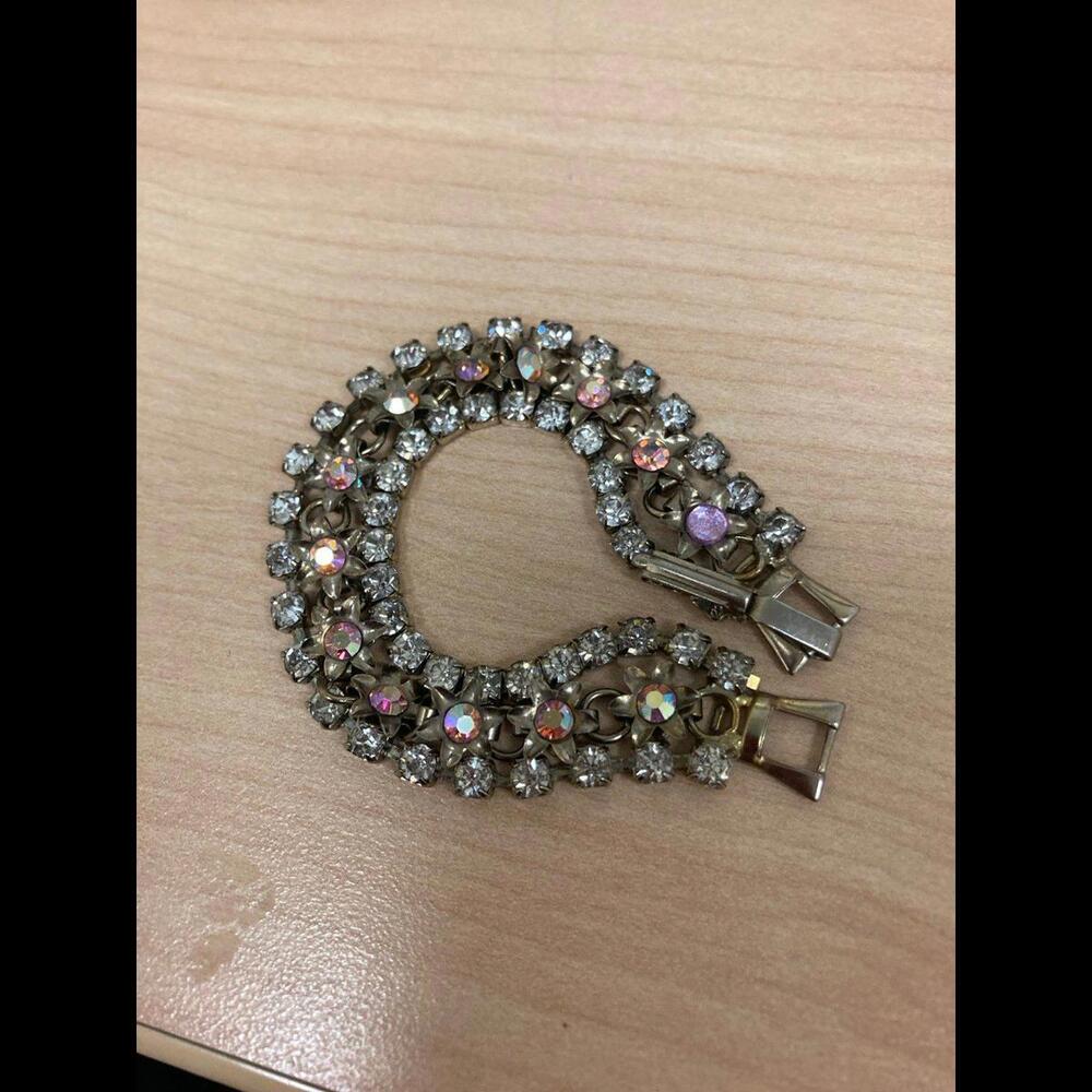 Triple Layered Pastel Rhinestone Bracelet - Picture 2 of 5
